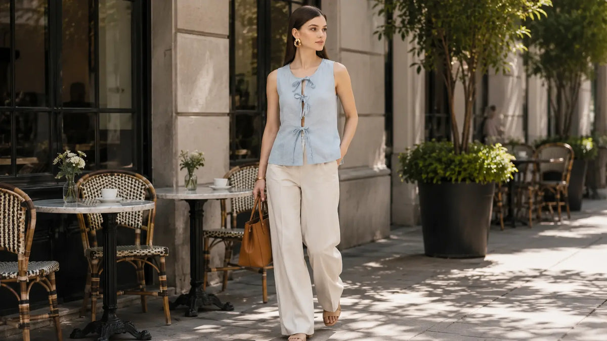 tie-front linen tops