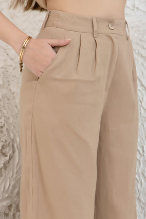 Watarah Wide Leg Linen Trousers